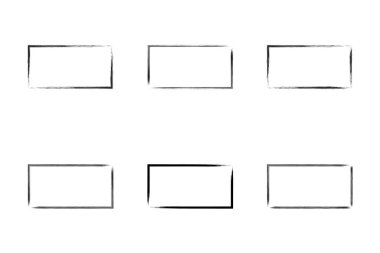 Yatay Dikdörtgen Şekil İnce Çizgi grunge şekli Fırça darbesi piktogram sembolü görsel illüstrasyon