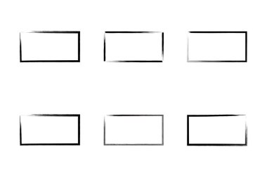 Yatay Dikdörtgen Şekil İnce Çizgi grunge şekli Fırça darbesi piktogram sembolü görsel illüstrasyon