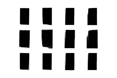 Square Vertical Shape Filled grunge shape Brush stroke pictogram symbol visual illustration Set clipart