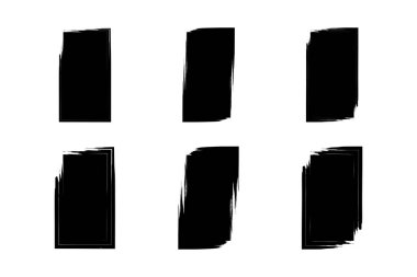 Dikey Kare Şekli grunge biçiminde Fırça darbesi resimli resim çizimi seti