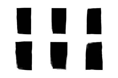 Dikey Kare Şekli grunge biçiminde Fırça darbesi resimli resim çizimi seti