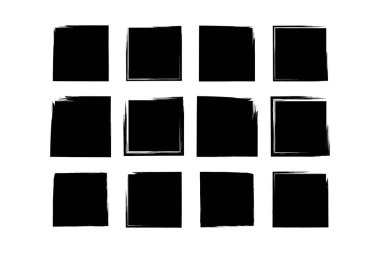 Kare Şekil doldurulmuş grunge şekli fırça darbesi pictogram sembolü görsel illüstrasyon