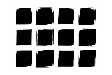 Kare Şekil doldurulmuş grunge şekli fırça darbesi pictogram sembolü görsel illüstrasyon