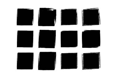 Kare Şekil doldurulmuş grunge şekli fırça darbesi pictogram sembolü görsel illüstrasyon