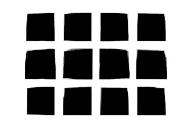 Kare Şekil doldurulmuş grunge şekli fırça darbesi pictogram sembolü görsel illüstrasyon