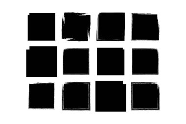 Kare Şekil doldurulmuş grunge şekli fırça darbesi pictogram sembolü görsel illüstrasyon