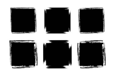 Kare Şekil doldurulmuş grunge şekli fırça darbesi pictogram sembolü görsel illüstrasyon