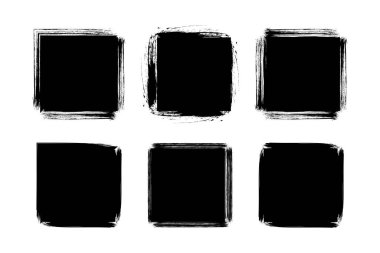 Square Shape Filled grunge shape Brush stroke pictogram symbol visual illustration Set clipart