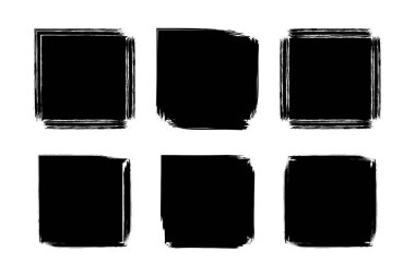 Square Shape Filled grunge shape Brush stroke pictogram symbol visual illustration Set clipart