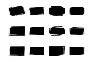 Yatay Dikdörtgen Şekli Doldurulmuş Kalın Şekil grunge şekli Fırça darbesi piktogram sembolü görsel illüstrasyon