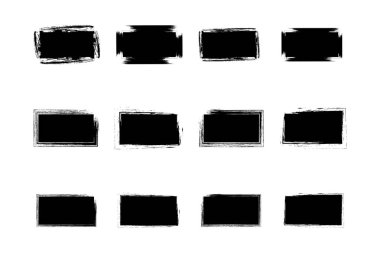 Yatay Dikdörtgen Şekli Doldurulmuş Kalın Şekil grunge şekli Fırça darbesi piktogram sembolü görsel illüstrasyon