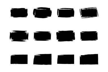 Yatay Dikdörtgen Şekli Doldurulmuş Kalın Şekil grunge şekli Fırça darbesi piktogram sembolü görsel illüstrasyon