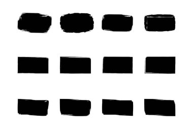 Yatay Dikdörtgen Şekli Doldurulmuş Kalın Şekil grunge şekli Fırça darbesi piktogram sembolü görsel illüstrasyon