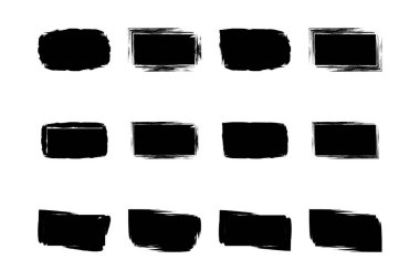 Yatay Dikdörtgen Şekli Doldurulmuş Kalın Şekil grunge şekli Fırça darbesi piktogram sembolü görsel illüstrasyon