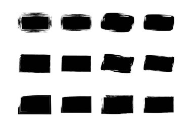 Yatay Dikdörtgen Şekli Doldurulmuş Kalın Şekil grunge şekli Fırça darbesi piktogram sembolü görsel illüstrasyon