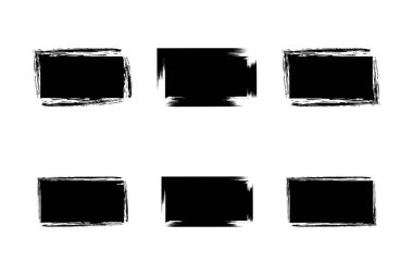 Yatay Dikdörtgen Şekli Doldurulmuş Kalın Şekil grunge şekli Fırça darbesi piktogram sembolü görsel illüstrasyon