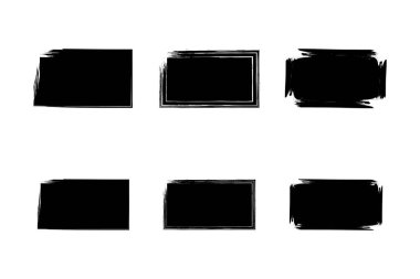 Yatay Dikdörtgen Şekli Doldurulmuş Kalın Şekil grunge şekli Fırça darbesi piktogram sembolü görsel illüstrasyon