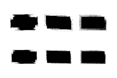 Yatay Dikdörtgen Şekli Doldurulmuş Kalın Şekil grunge şekli Fırça darbesi piktogram sembolü görsel illüstrasyon