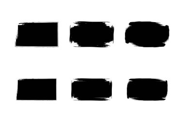 Yatay Dikdörtgen Şekli Doldurulmuş Kalın Şekil grunge şekli Fırça darbesi piktogram sembolü görsel illüstrasyon