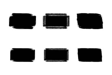 Yatay Dikdörtgen Şekli Doldurulmuş Kalın Şekil grunge şekli Fırça darbesi piktogram sembolü görsel illüstrasyon