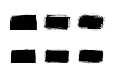 Yatay Dikdörtgen Şekli Doldurulmuş Kalın Şekil grunge şekli Fırça darbesi piktogram sembolü görsel illüstrasyon
