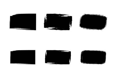 Yatay Dikdörtgen Şekli Doldurulmuş Kalın Şekil grunge şekli Fırça darbesi piktogram sembolü görsel illüstrasyon