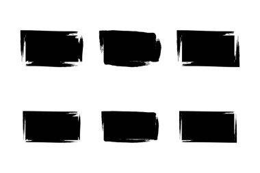 Yatay Dikdörtgen Şekli Doldurulmuş Kalın Şekil grunge şekli Fırça darbesi piktogram sembolü görsel illüstrasyon