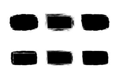 Yatay Dikdörtgen Şekli Doldurulmuş Kalın Şekil grunge şekli Fırça darbesi piktogram sembolü görsel illüstrasyon