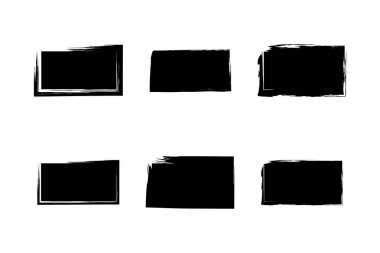 Yatay Dikdörtgen Şekli Doldurulmuş Kalın Şekil grunge şekli Fırça darbesi piktogram sembolü görsel illüstrasyon