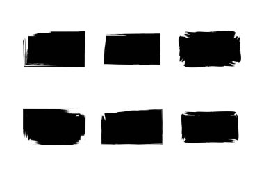 Yatay Dikdörtgen Şekli Doldurulmuş Kalın Şekil grunge şekli Fırça darbesi piktogram sembolü görsel illüstrasyon