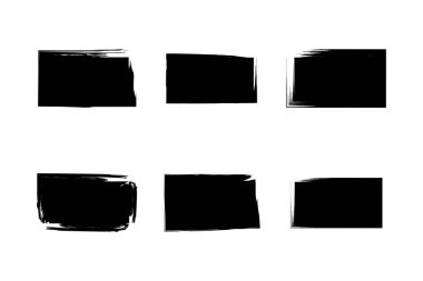 Yatay Dikdörtgen Şekli Doldurulmuş Kalın Şekil grunge şekli Fırça darbesi piktogram sembolü görsel illüstrasyon