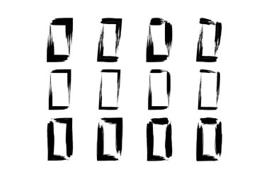 Dikey Dikdörtgen Şekli Kalın grunge şekli Fırça darbesi piktogram sembolü görsel illüstrasyon