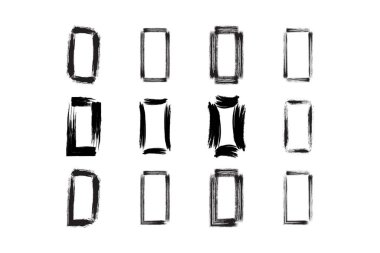 Dikey Dikdörtgen Şekli Kalın grunge şekli Fırça darbesi piktogram sembolü görsel illüstrasyon