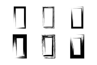 Dikey Dikdörtgen Şekli Kalın grunge şekli Fırça darbesi piktogram sembolü görsel illüstrasyon