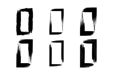 Dikey Dikdörtgen Şekli Kalın grunge şekli Fırça darbesi piktogram sembolü görsel illüstrasyon