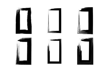 Dikey Dikdörtgen Şekli Kalın grunge şekli Fırça darbesi piktogram sembolü görsel illüstrasyon