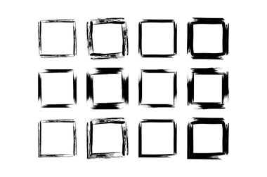 Kare Şekli Kalın grunge şekli Fırça darbesi piktogram sembolü görsel illüstrasyon