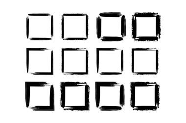 Kare Şekli Kalın grunge şekli Fırça darbesi piktogram sembolü görsel illüstrasyon