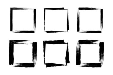 Kare Şekli Kalın grunge şekli Fırça darbesi piktogram sembolü görsel illüstrasyon