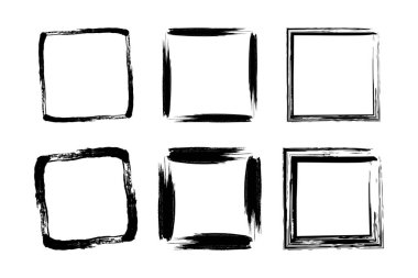 Kare Şekli Kalın grunge şekli Fırça darbesi piktogram sembolü görsel illüstrasyon