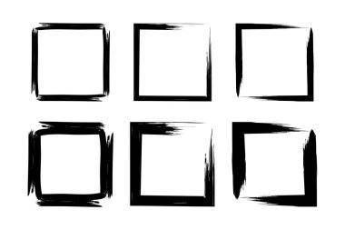 Kare Şekli Kalın grunge şekli Fırça darbesi piktogram sembolü görsel illüstrasyon