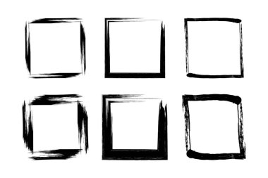 Square Shape Bold grunge shape Brush stroke pictogram symbol visual illustration Set clipart
