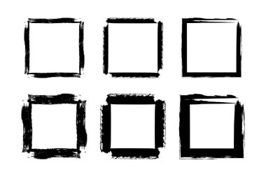 Kare Şekli Kalın grunge şekli Fırça darbesi piktogram sembolü görsel illüstrasyon