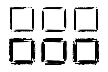 Kare Şekli Kalın grunge şekli Fırça darbesi piktogram sembolü görsel illüstrasyon