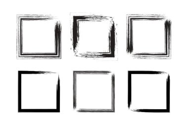 Kare Şekli Kalın grunge şekli Fırça darbesi piktogram sembolü görsel illüstrasyon