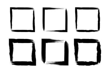 Kare Şekli Kalın grunge şekli Fırça darbesi piktogram sembolü görsel illüstrasyon