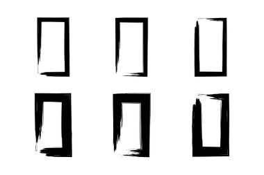 Kare Şekil grunge şekli fırça darbesi piktogram sembolü görsel illüstrasyon ayarla