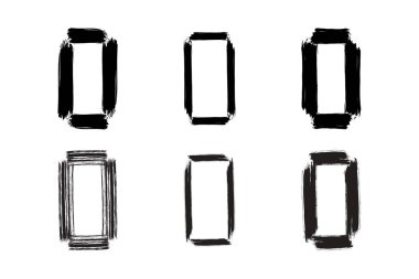 Kare Şekil grunge şekli fırça darbesi piktogram sembolü görsel illüstrasyon ayarla