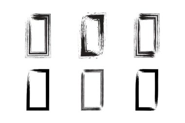 Kare Şekil grunge şekli fırça darbesi piktogram sembolü görsel illüstrasyon ayarla