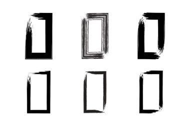 Kare Şekil grunge şekli fırça darbesi piktogram sembolü görsel illüstrasyon ayarla